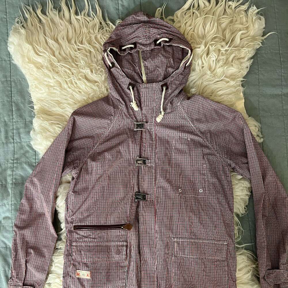 Marshall Artist Waxed Rain Jacket London Streetwear Red 2000-2012 Mens Medium